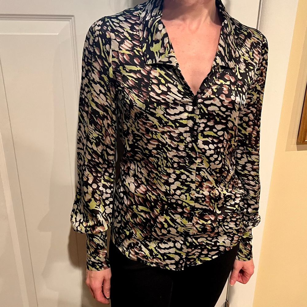 Rachel Zoe abstract print silk blouse size 0